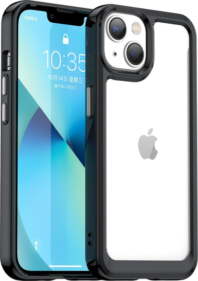 Mbrojtëse telefoni Hurtel Outer Space për iPhone 14 Plus, kornizë xhel TPU, e zezë