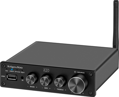 Amplifikator stereo Kruger&amp;Matz A20, 2x100W, Bluetooth 5.1 aptX HD, me telekomandë