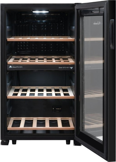 Фрижидер за вино La Sommeliere LS51.2ZBLACK, 50 шишиња, со две зони на температура, црн