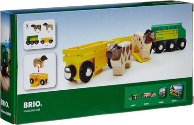 Lodër druri tren Brio Farm Train 33404, set fermë, për kalamaj 3 vjeç