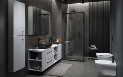 Derë dushi Cersanit Larga Black S932-124, 90x195 cm, xham transparent, e zezë