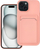 Futrollë telefoni Futera Card Case për iPhone 15, me xhep për karta, me valë, rozë