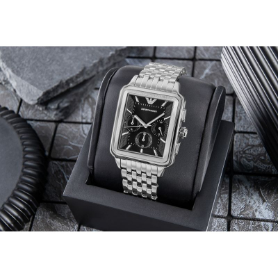 Рачен часовник Emporio Armani AR11751 Diego, хронограф 50mm, не’рѓосувачки челик, со црна бројчаник