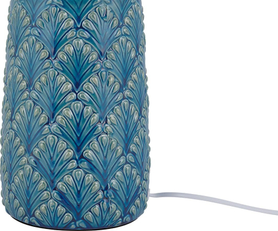 Lampë tavoline Beliani THAYA, bazë qeramike, abazhuri tekstil, blu