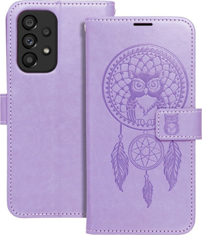 Këllëf libri Forcell MEZZO për Samsung A22 5G, me xhepa për karta, me dizajn dreamcatcher, ngjyrë vjollcë