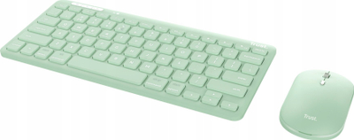 Set tastiere dhe mausi Trust Lyra Multi-Device, pa kabllo Bluetooth 2.4 GHz, QWERTY US, jeshile pastel