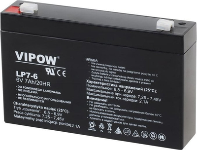 GEL батерија Vipow 6V 7Ah, висок капацитет, 151x34x94mm, црна