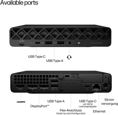 Десктоп компјутер HP EliteDesk 8 Mini G1i, Intel Core Ultra 7 265T, мини PC, црн