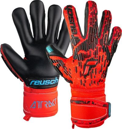 Doreza portieri Reusch Attrakt Freegel Gold Finger Support, masa 10.5, mbrojtje gishtash, kuqe me të zezë
