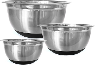 Set tasa çeliku Klausberg KB-7388, 3 copë, bazë silikoni, argjend
