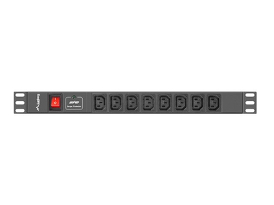 PDU për rack 19" 1U, 8 porta IEC C13, 16A, hyrje C20, i zi