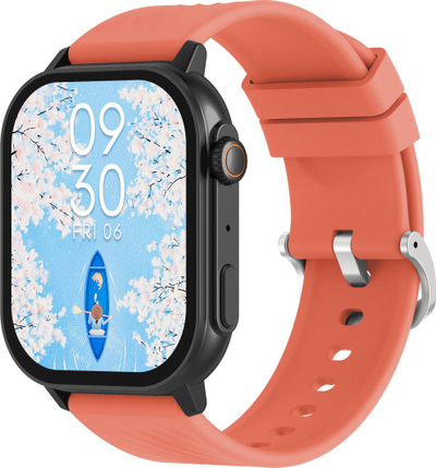 Ora inteligjente Gravity GT15-3, ekran 2.04", Bluetooth, e zezë me rrip silikoni të kuq