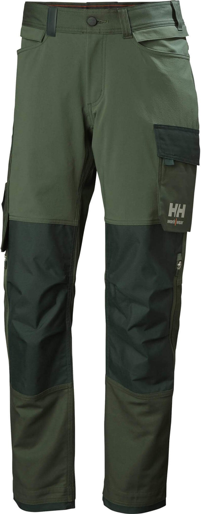 Pantallona pune Helly Hansen Oxford 4X për burra, me xhepa për mbrojtëse gjuri, jeshile e errët
