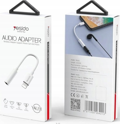 Adapter audio Yesido YAU31, Lightning në 3.5mm, për iPhone, i bardhë