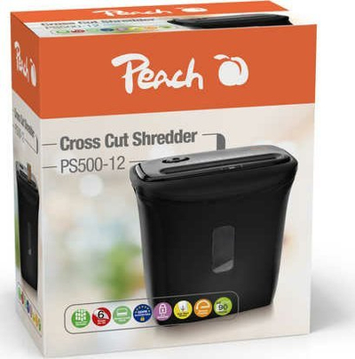 Shkatërrues letrash Peach PS500-12, cross-cut P-4, 12L, i zi