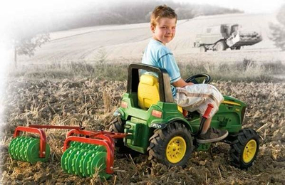 Lodër plug Rolly Toys Cambridge Disc Harrow, me rula rrotullues, për traktorë Rolly Toys, shumëngjyrëshe