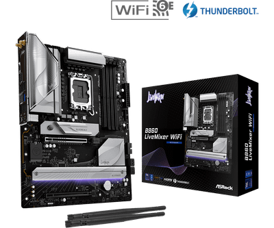 Pllakë amë ASRock B860 LiveMixer WiFi, Intel B860, DDR5, ATX