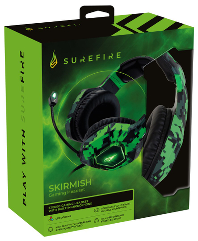 Kufje Surefire Skirmish, për gaming, jeshile