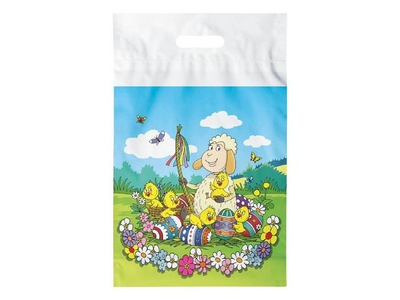 Qese dhuratash plastike MFP Easter L, 29.5x46x8cm, shumëngjyrëshe