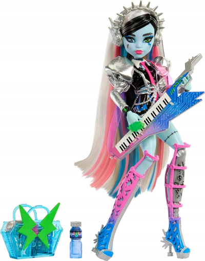 Kukull Monster High Frankie Stein Amped Up Rockstar, me instrument, me aksesorë