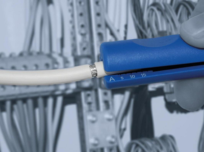 Mjet zhveshës për kabllo koaksiale Weicon No. 2, 4.8–7.5 mm, plastik, blu