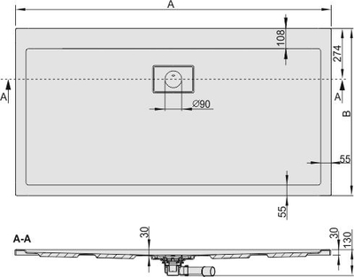 Vaskë dushi Sanplast B/SPACE, 80x120x3 cm, akrilik, e bardhë