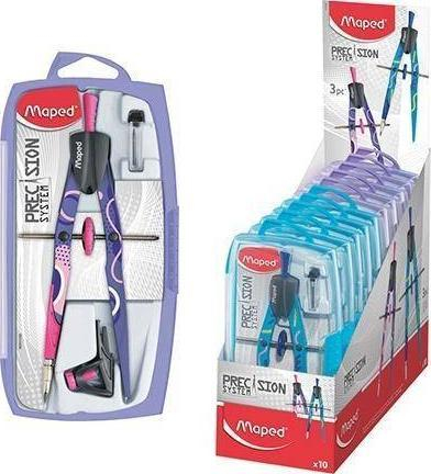 Set kompasi Maped Precision System Fancy, 3 pjesë, ngjyra të përziera