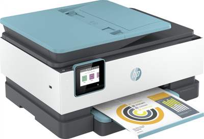 Printer multifunksion HP OfficeJet Pro 8025e, me ngjyra, Wi‑Fi, i bardhë blu