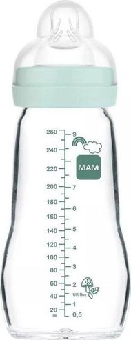 Biberon qelqi MAM Feel Good Forest Boy, 260 ml, nga 2 muajsh, me biberon silikoni