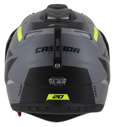 Helmetë moto CASSIDA Tour 2.0 X-tra, ECE 22.06, Pinlock ready, gri verdhë fluo e zezë matt