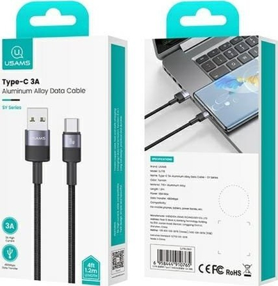 Kabllo USB USAMS USB A në USB C, 1.2m, 18W, multicolor