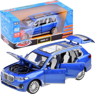 Lodër makine SUV BMW X7, metal, shkallë 1:32, blu
