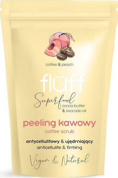 Eksfoliant trupi Fluff Coffee Scrub, 100g, me aromë pjeshke