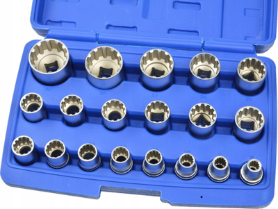Set çelësash Gearlock 1/2", 19 copë, 8-32 mm, ngjyrë argjendtë