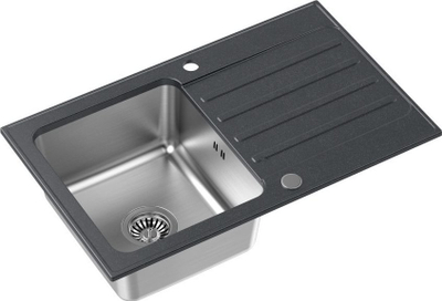 Lavaman kuzhine Quadron KENNETH 111 Fusion GraniteQ, 78 x 48 cm, montim mbi banak, i zi