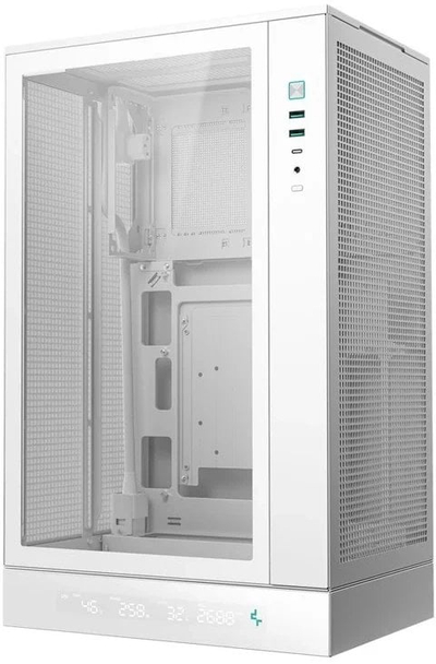 Куќиште за компјутер DeepCool CH270 Digital WH, мини кула, калено стакло, бела боја