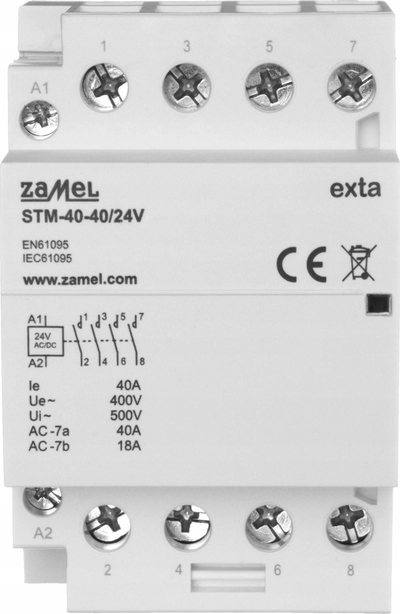 Kontaktor instalimi Zamel STM-40-40/24V, 4-pol, 40A, 24V