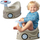 Qenefe fëmijësh Big Grey Potty New Bobby Car, me timon, gri