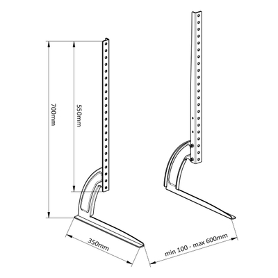 Stendë tavoline për TV Maclean MC-954, 32"-70", deri 50kg, e zezë