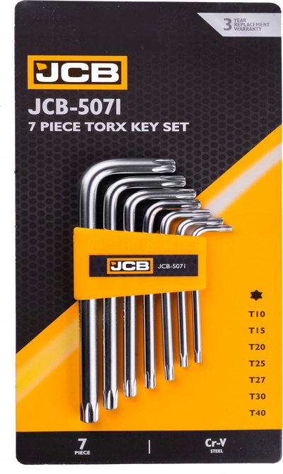Set çelësash TORX JCB JCB-5071, 7 copë, T10–T40