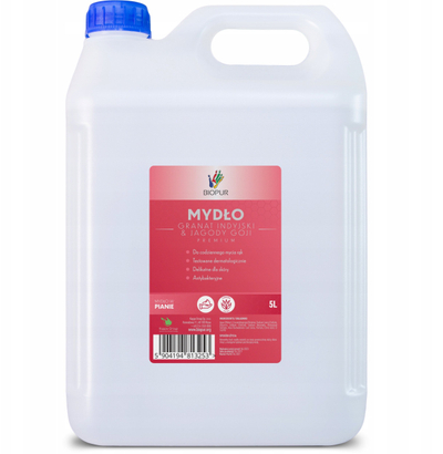 Sapun shkumues për duar Biopur Foam Soap, bidon 5L, me erë shege dhe manaferrash