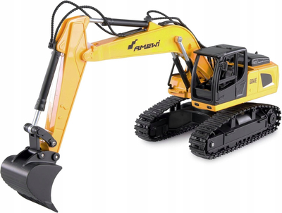 Kamion ndërtimi me telekomandë Amewi 1:24 G836E, set me eskavator, 2.4 GHz, verdh e zi