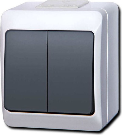 Ndërprerës i jashtëm EP Hermes IP44 0332-01, i ndriçuar, gri e bardhë