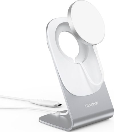 Karikues wireless magnetik Choetech H046, 15W, USB C, i bardhë argjendtë