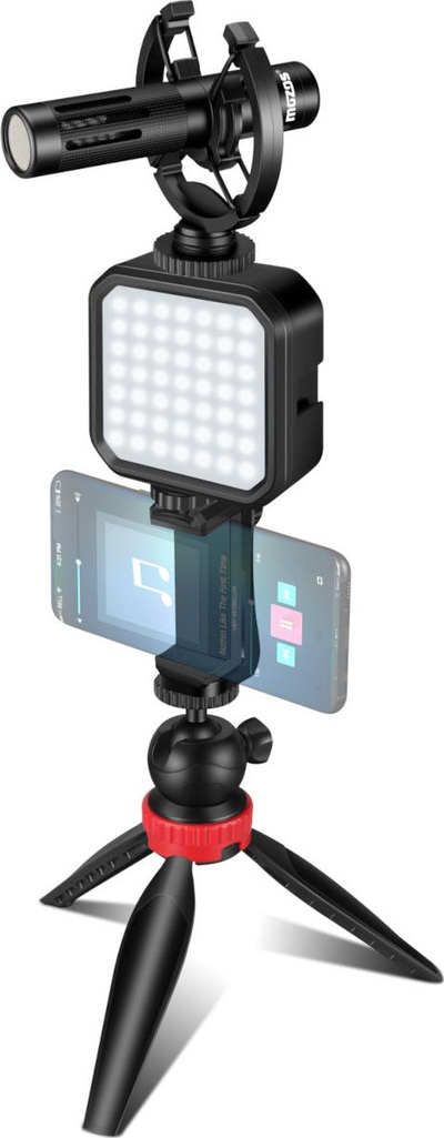 Set vlogimi Mozos VLK1, mikrofon kondensator, dritë LED RGB, i zi