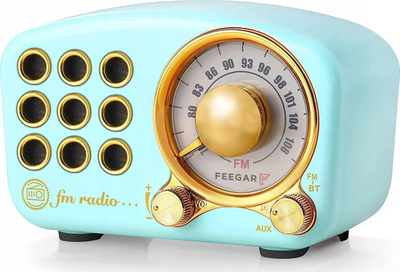 Radio tavoline Feegar Retro Mini, Bluetooth, FM AUX, blu pastel