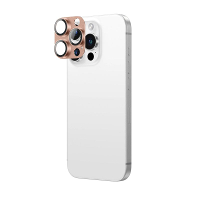 Заштита за камера Amazing Thing за iPhone 16 Pro Pro Max, зацврстено стакло, алуминиумска рамка, металик розова боја
