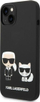 Kapak telefoni Karl Lagerfeld Karl and Choupette, MagSafe, silikon, për iPhone 14, i zi