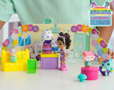 Set figurash lodër Gabby’s Dollhouse Birthday Multi-Pack, figura për me mbledh, me gjëra feste, shumëngjyrësh