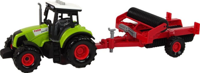 Lodër traktor ferme me rimorkjo, me drita edhe zëra, jeshil me të kuqe